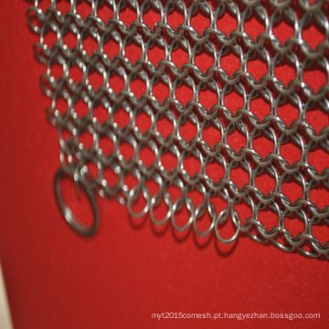 Malha de aço inoxidável do chainmail do anel do metal 304 / 316l anti-cut